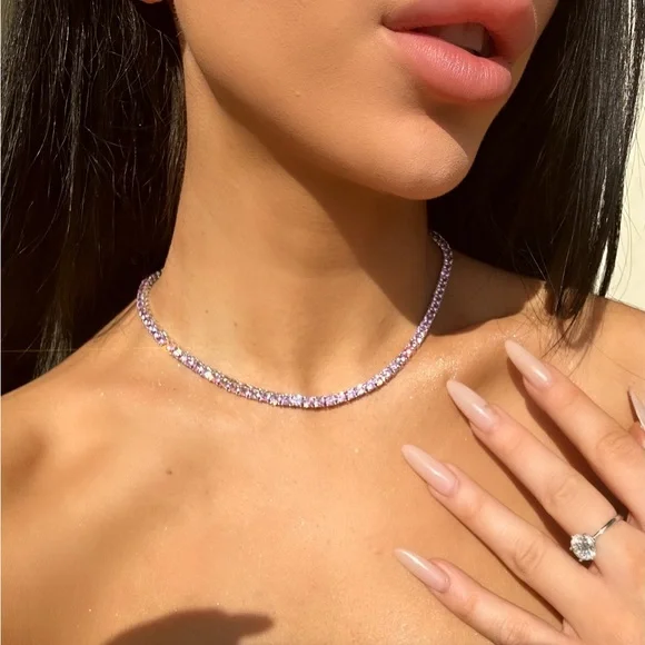 pink barbie tennis necklace - Picture 2 of 2